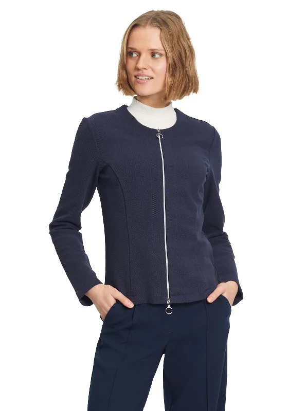 Betty Barclay Full Zip Knit Cardigan, Navy Open Front Closed Front Wrap Front Open Front Closed Front Wrap Front