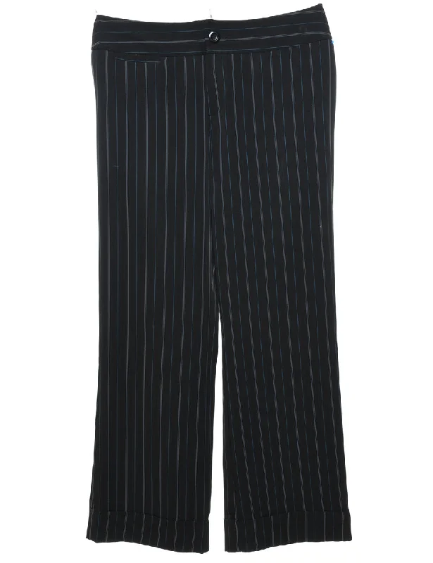 Striped Black & Blue Casual Trousers - W36 L32 Trousers Bestseller Popular Trousers Bestseller Popular