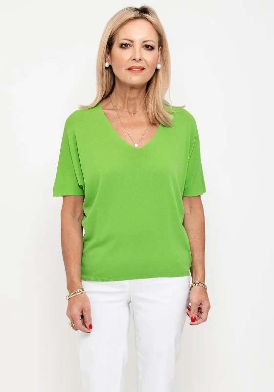 Seventy1 One Size V Neck Fine Knit Top, Green Exclusive Knit Top