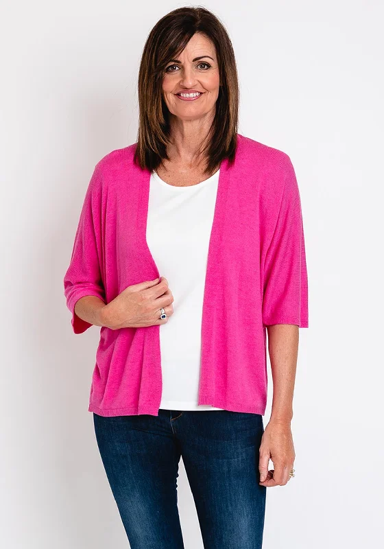 The Serafina Collection One Size Batwing Open Fine Cardigan, Cerise Pink Layered Multi-layer Single Layer Layered Multi-layer Single Layer