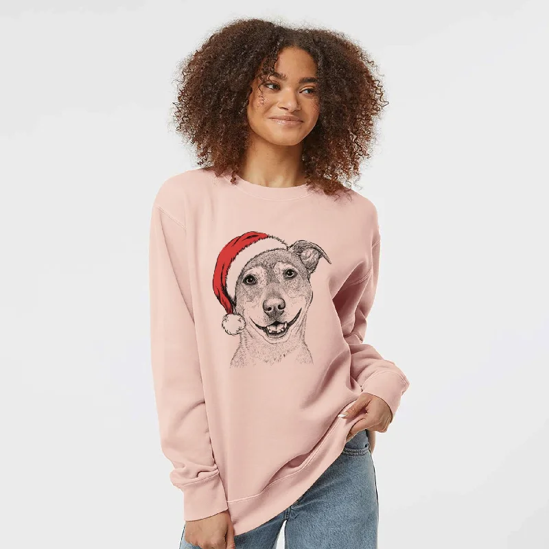 Santa Reese the Mountain Cur - Unisex Pigment Dyed Crew Sweatshirt Hoodie with Lace Feminine Delicate Hoodie with Lace Feminine Delicate