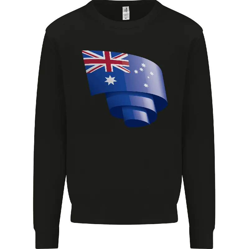 Curled Australia Flag Australian Day Football Mens Sweatshirt Jumper Hoodie with Toggle Buttons Decorative Unique Hoodie with Toggle Buttons Decorative Unique