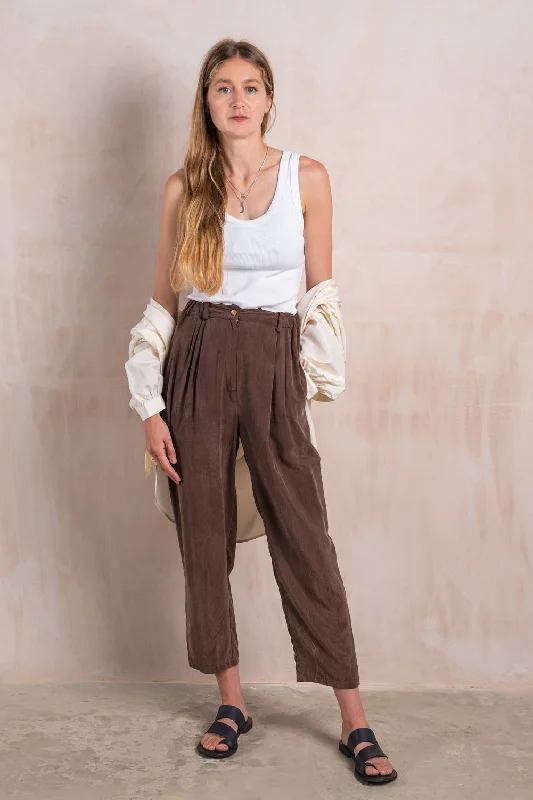 Brown Tapered Silky Trousers Trousers Corduroy Warm Trousers Corduroy Warm