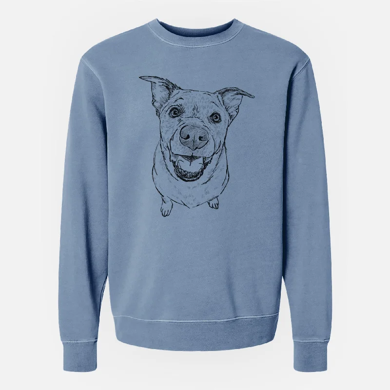 Doodled Boulder the Boxer/Heeler/Corgi - Unisex Pigment Dyed Crew Sweatshirt Hoodie with Lining Warm Insulated Hoodie with Lining Warm Insulated