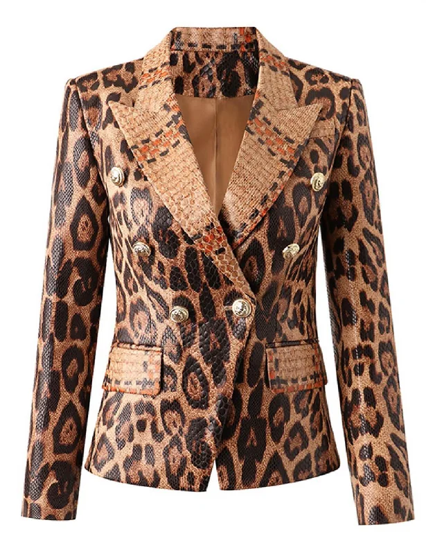 Ladies Leopard Print Long Sleeves Blazer 1702 Fashion Women's Blazer