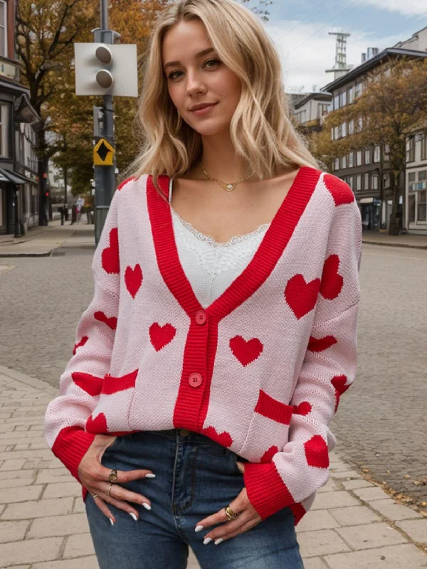 Heart Button Up Dropped Shoulder Long Sleeve Cardigan Thin Thick Dense Thin Thick Dense Heart Button Up Dropped Shoulder Long Sleeve Cardigan Thin Thick Dense Thin Thick Dense