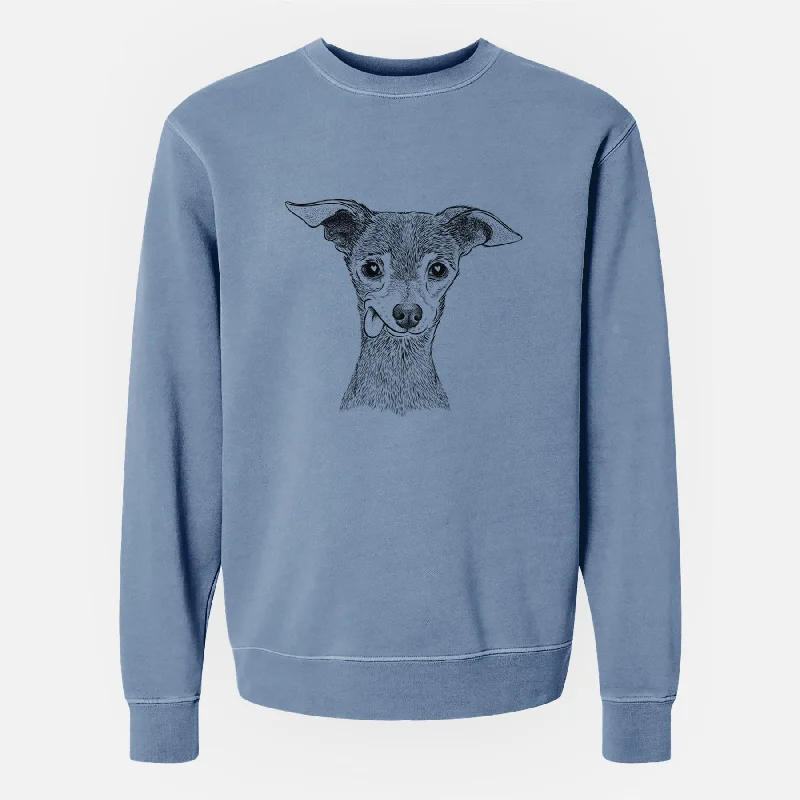 Bare Bebe the Chihuahua - Unisex Pigment Dyed Crew Sweatshirt Hoodie with Toggle Buttons Decorative Unique Hoodie with Toggle Buttons Decorative Unique