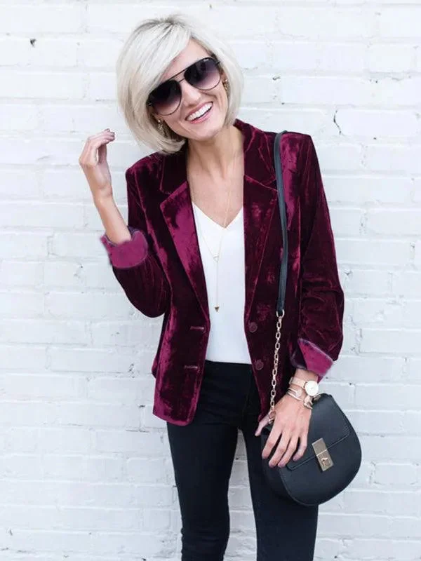 Women Casual Slim Velvet Blazer Women's Luxurious Suit