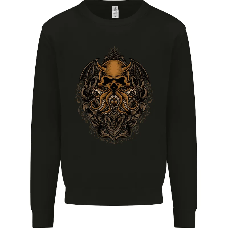 Cthulhu Octopus Kraken Devil Skull Demon Mens Sweatshirt Jumper Cotton Hoodie Fleece Lining Warmth Cotton Hoodie Fleece Lining Warmth