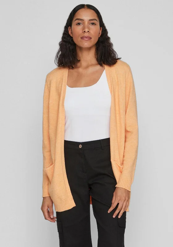 Vila Soft Knit Open Cardigan, Apricot Wash Fitted Loose Oversized Fitted Loose Oversized