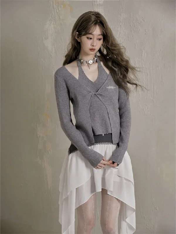 Fake Two Piece Knitted Cardigan【s0000007781】 Solid Color Striped Floral Print Solid Color Striped Floral Print Fake Two Piece Knitted Cardigan【s0000007781】 Solid Color Striped Floral Print Solid Color Striped Floral Print
