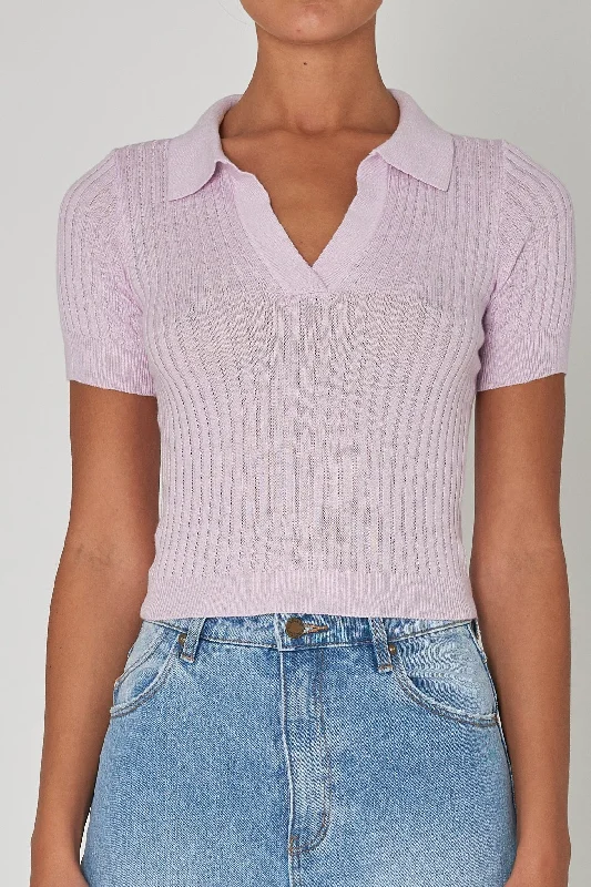 ROLLAS Womens Amanda Knit Top- Lavender Summer Knit Top