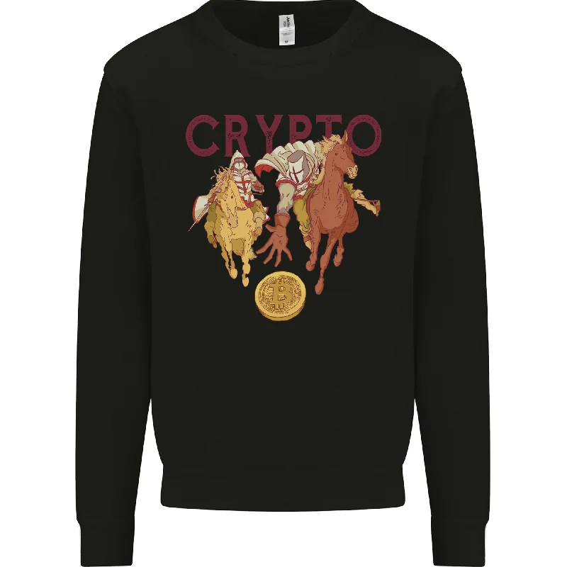 Crypto Crusader Bitcoin Cryptocurrency Mens Sweatshirt Jumper Hoodie with Typography Text Message Hoodie with Typography Text Message