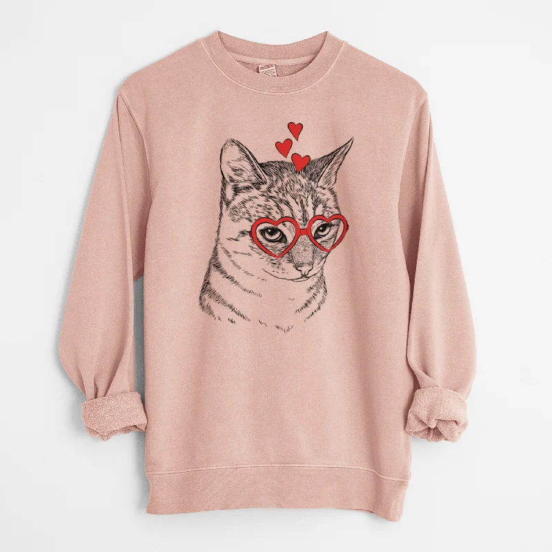 Valentine Dora the Tabby Cat - Unisex Pigment Dyed Crew Sweatshirt Hoodie with Hem Embroidery Detailed Premium Hoodie with Hem Embroidery Detailed Premium Valentine Dora the Tabby Cat - Unisex Pigment Dyed Crew Sweatshirt Hoodie with Hem Embroidery Detailed Premium Hoodie with Hem Embroidery Detailed Premium
