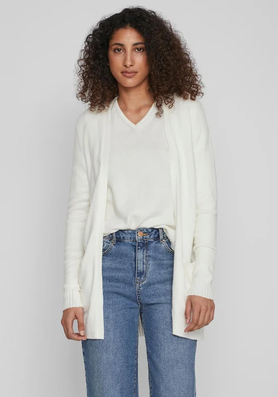 Vila Soft Knit Open Cardigan, White Alyssum Terry Terry Cloth Terry Knit Terry Terry Cloth Terry Knit