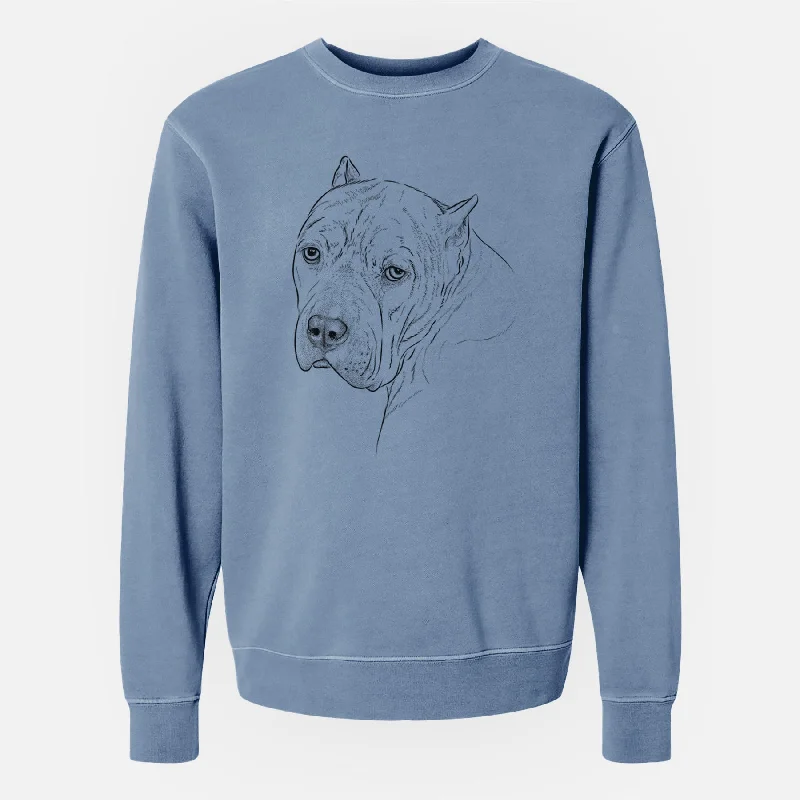 Bare Precious the Staffordshire Terrier - Unisex Pigment Dyed Crew Sweatshirt Hoodie with Hem Drawcord Adjustable Customizable Hoodie with Hem Drawcord Adjustable Customizable