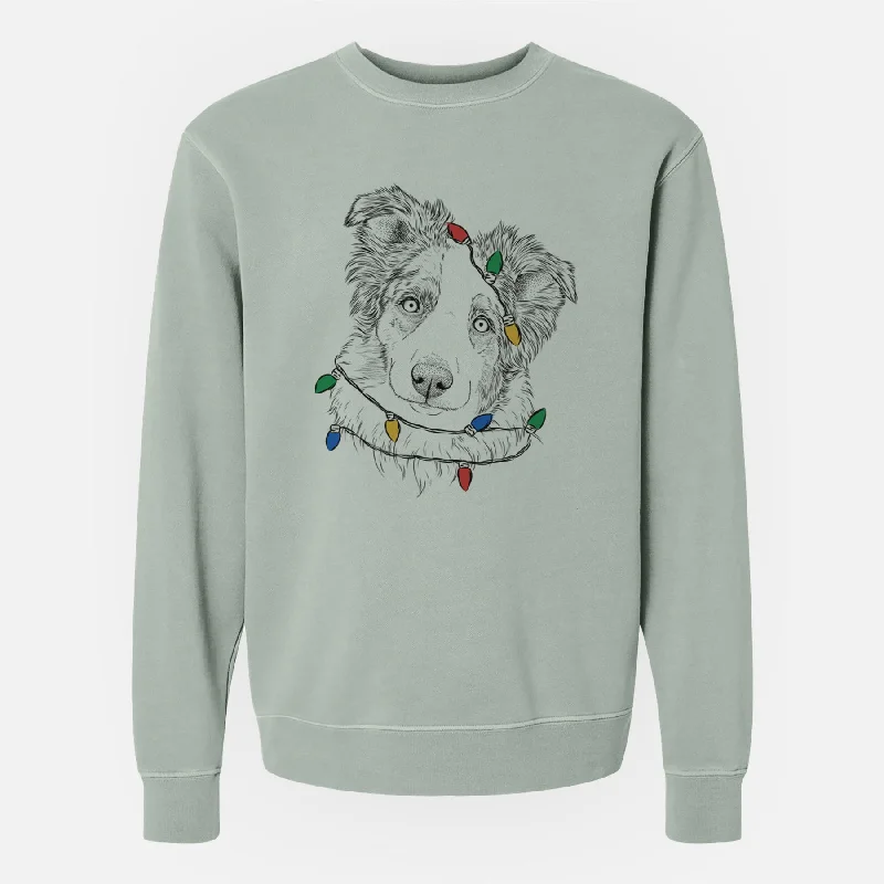 Christmas Lights HoneyBee the Miniature Australian Shepherd - Unisex Pigment Dyed Crew Sweatshirt Hoodie with Set-In Sleeves Structured Classic Hoodie with Set-In Sleeves Structured Classic