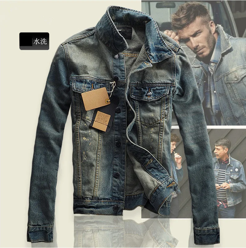 Men's Slim-Fit Denim Jacket (ML8240) V-Neck Jacket Boat Neck Jacket Square Neck Jacket V-Neck Jacket Boat Neck Jacket Square Neck Jacket