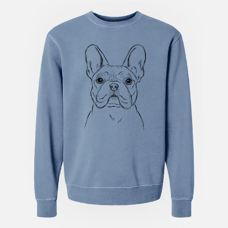 Bare Franco the French Bulldog - Unisex Pigment Dyed Crew Sweatshirt Hoodie with Pattern Geometric Abstract Hoodie with Pattern Geometric Abstract