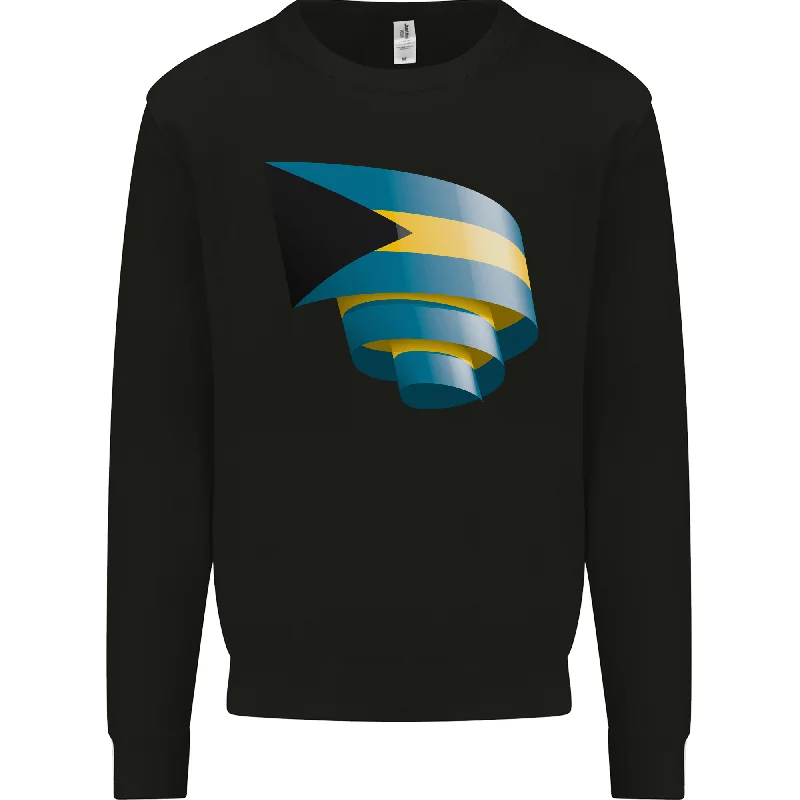 Curled Bahamas Flag Bahamians Day Football Mens Sweatshirt Jumper Hoodie with Hem Elastic Stretchable Comfortable Hoodie with Hem Elastic Stretchable Comfortable