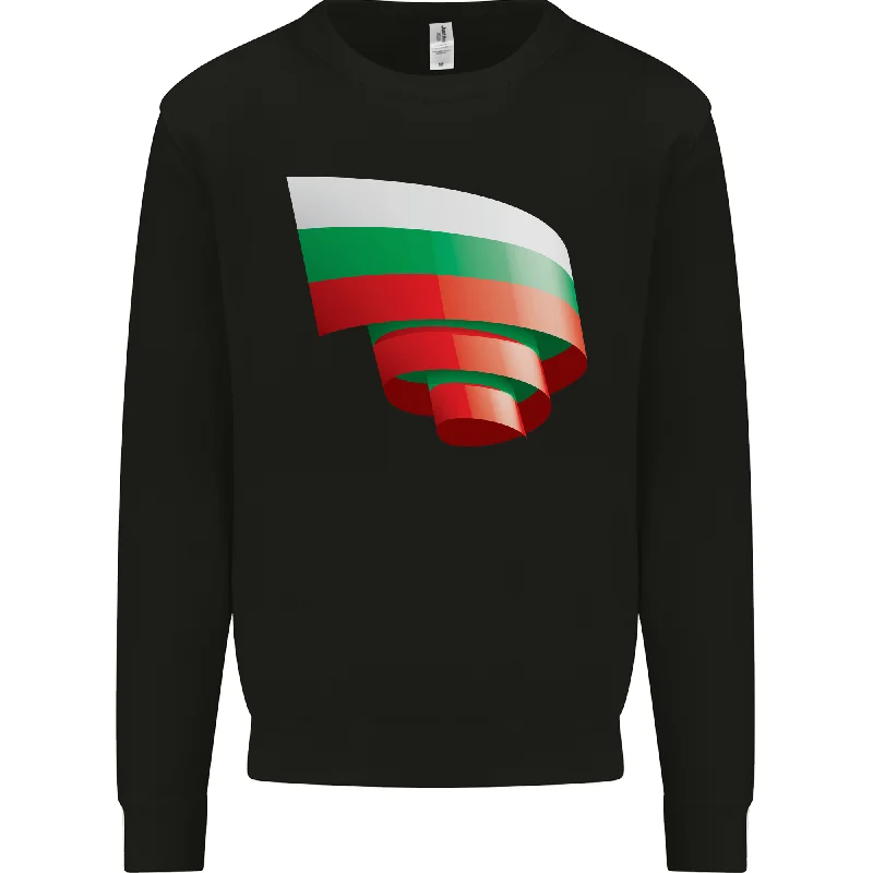 Curled Bulgaria Flag Bulgarian Day Football Mens Sweatshirt Jumper Hoodie with Hem Raw Edge Edgy Unfinished Hoodie with Hem Raw Edge Edgy Unfinished