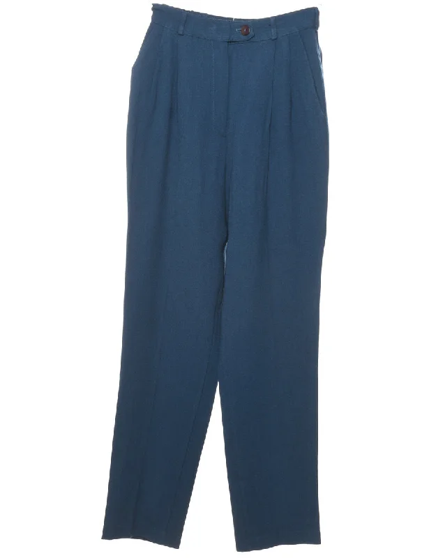 Navy Pleated Trousers - W26 L30 Trousers trendy modern Trousers trendy modern