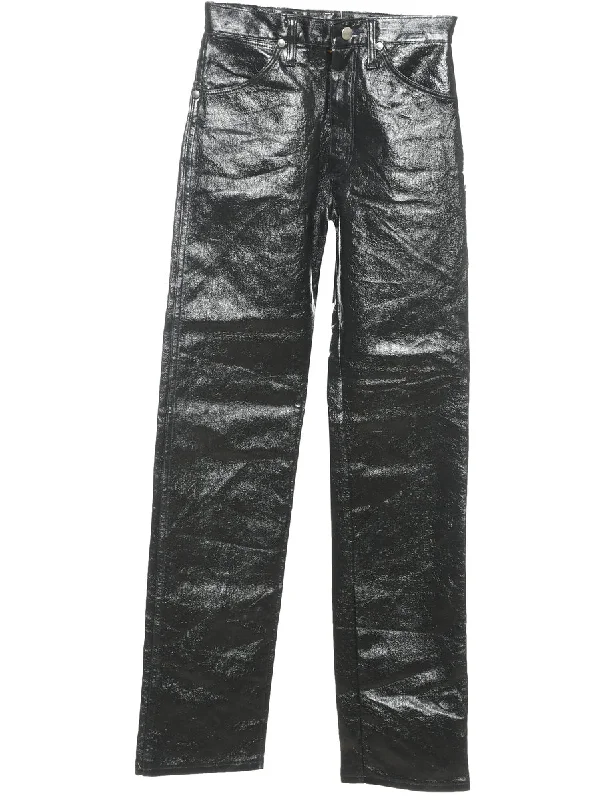 Wrangler Black Faux Leather Trousers - W26 L33 Trousers luxurious high-end Trousers luxurious high-end