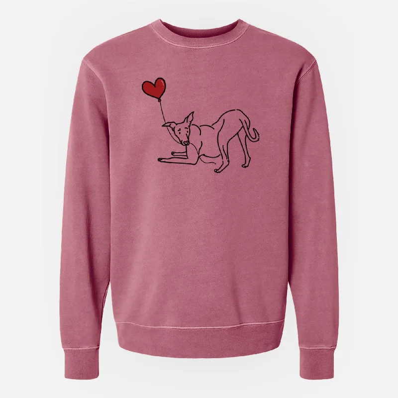 Greyhound Heart String - Unisex Pigment Dyed Crew Sweatshirt Hoodie with Illustration Artistic Creative Hoodie with Illustration Artistic Creative