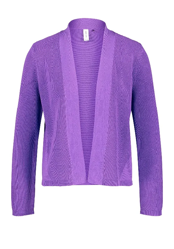 Gerry Weber Open Knit Cardigan, Purple Patchwork Embroidered Appliqued Patchwork Embroidered Appliqued