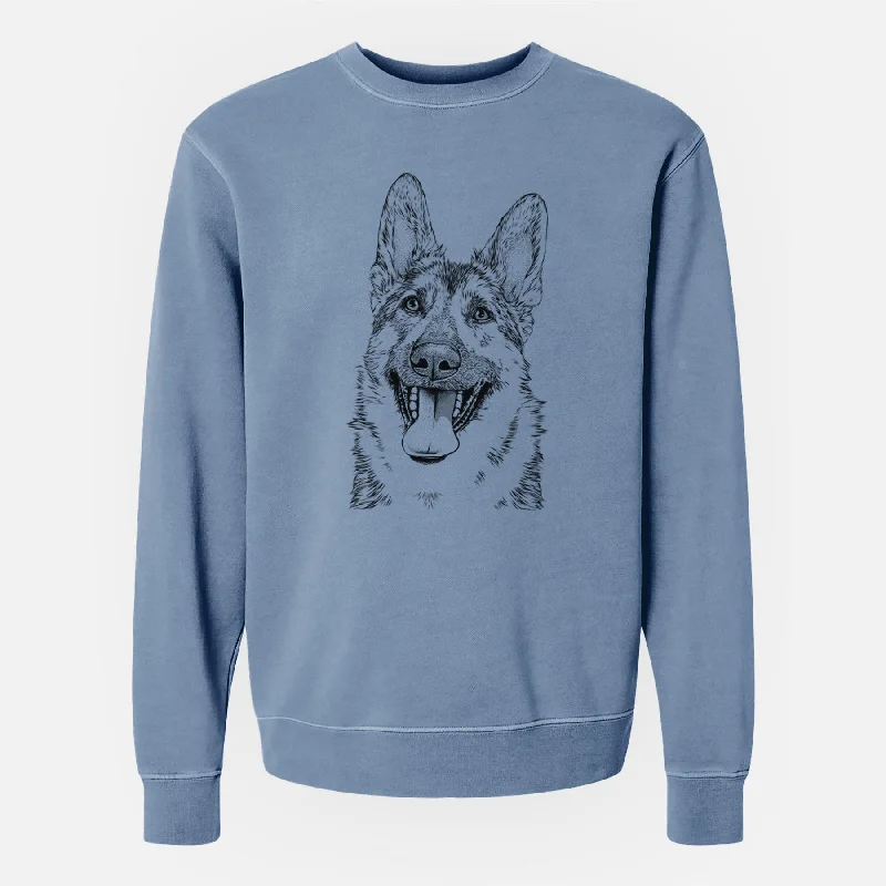 Bare Benson the German Shepherd - Unisex Pigment Dyed Crew Sweatshirt Hoodie with Hem Detail Decorative Unique Hoodie with Hem Detail Decorative Unique