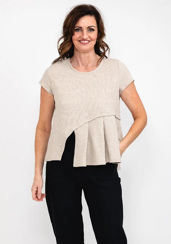 Elsewhere Box Pleat Knit Top, Natural Classic Knit Tee