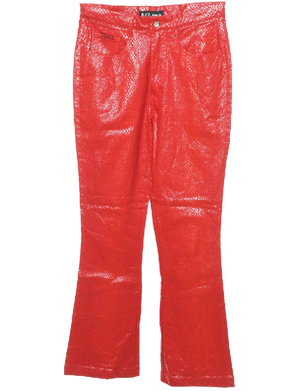 Snakeskin Pattern Faux Leather 1990s Trousers - W30 L31 Trousers fashionable chic Trousers fashionable chic