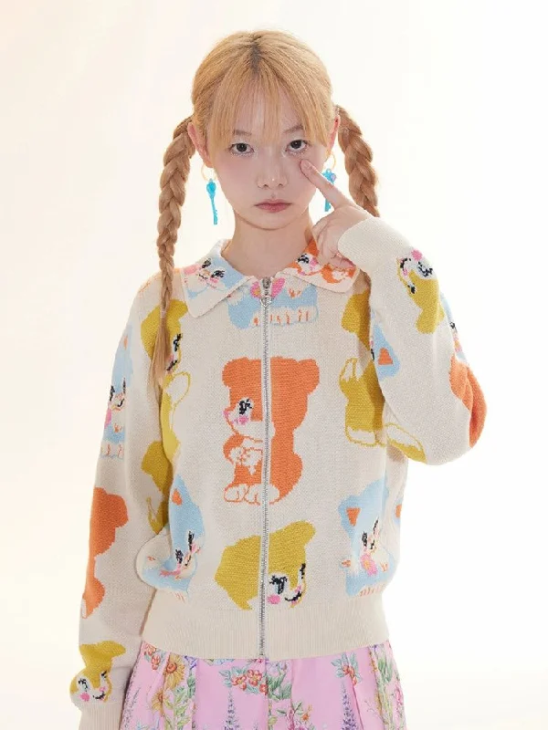 Animal Lapel Zipper Cardigan【s0000010032】 Cardigan Knitwear Sweater Cardigan Knitwear Sweater Animal Lapel Zipper Cardigan【s0000010032】 Cardigan Knitwear Sweater Cardigan Knitwear Sweater