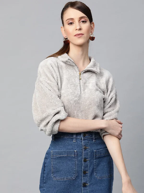 Grey Zip Front Faux Fur Crop Sweatshirt Hoodie Jacket Zipper Layering Hoodie Jacket Zipper Layering Grey Zip Front Faux Fur Crop Sweatshirt Hoodie Jacket Zipper Layering Hoodie Jacket Zipper Layering