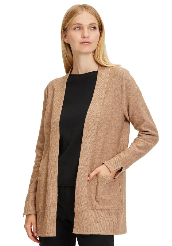 Betty Barclay Fine Knit Open Cardigan, Tan Fitted Loose Oversized Fitted Loose Oversized