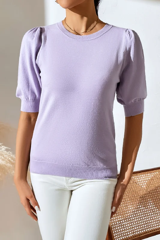 Puff Sleeve Knit Top in 5 Colors Fashion Knit Shirt