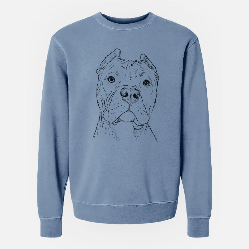 Bare Bam Bam the Pitbull - Unisex Pigment Dyed Crew Sweatshirt Hoodie with Zipper Versatile Modern Hoodie with Zipper Versatile Modern