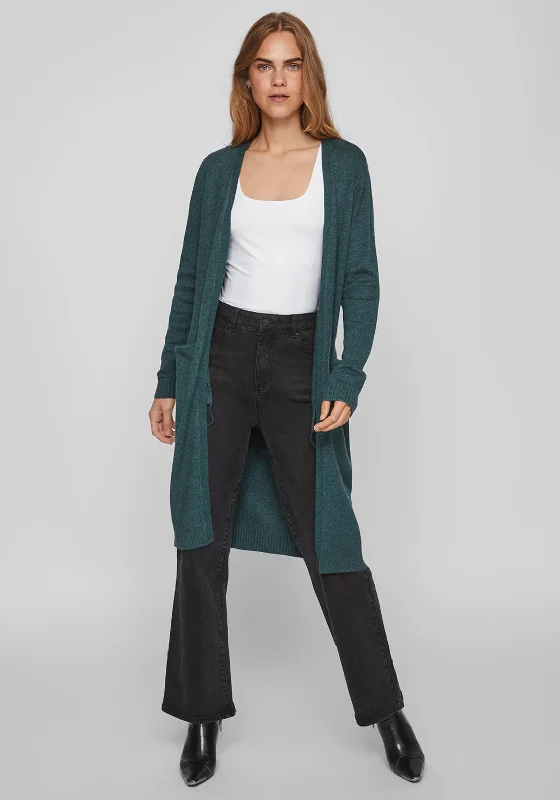 Vila Long Knit Cardigan, Ponderosa Pine Real Fur Shearling Chenille Real Fur Shearling Chenille