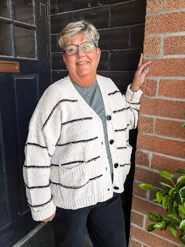 Oversized Striped Cardigan - Plus - Cream Terry Terry Cloth Terry Knit Terry Terry Cloth Terry Knit Oversized Striped Cardigan - Plus - Cream Terry Terry Cloth Terry Knit Terry Terry Cloth Terry Knit