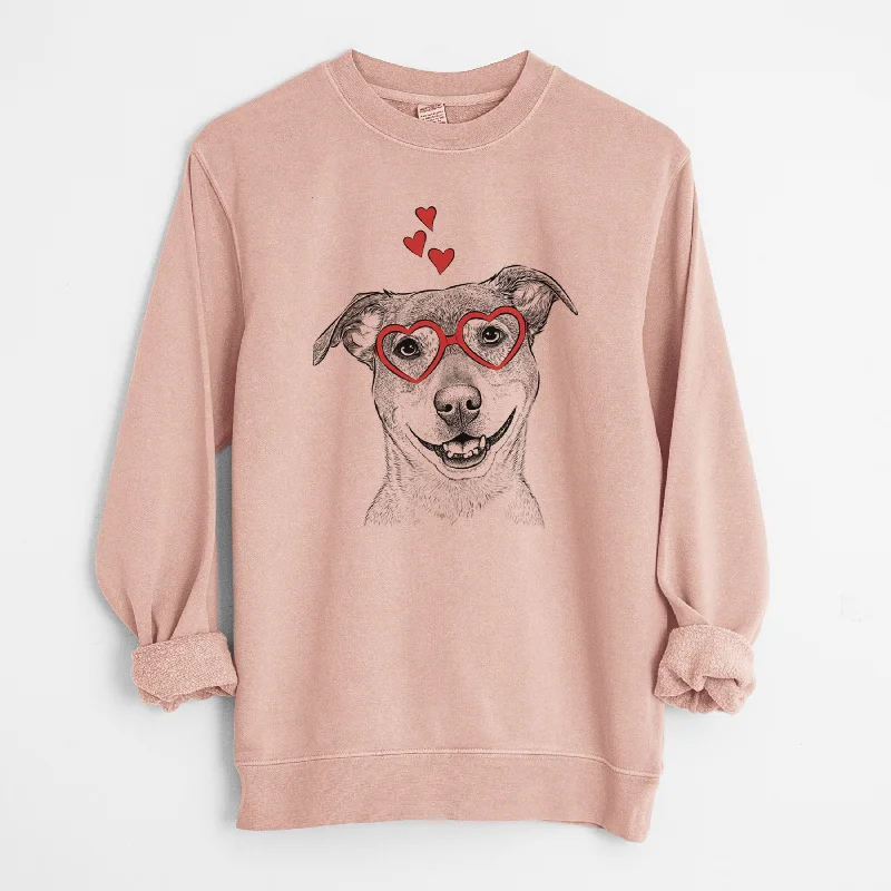 Valentine Reese the Mountain Cur - Unisex Pigment Dyed Crew Sweatshirt Hoodie with Color Block Contrast Stylish Hoodie with Color Block Contrast Stylish