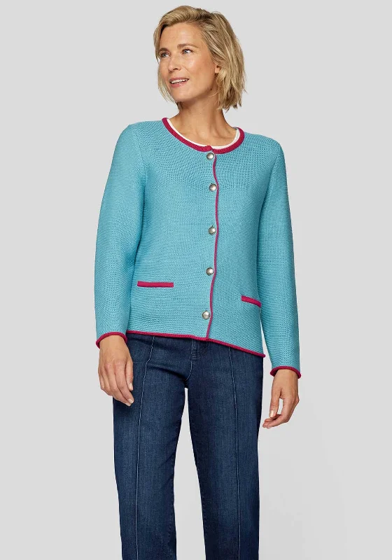 Rabe Contrast Trim Knit Cardigan, Blue Layered Multi-layer Single Layer Layered Multi-layer Single Layer