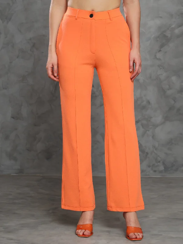 TANDUL Women Regular Fit Orange Lycra Trousers Trousers Modern Contemporary Trousers Modern Contemporary TANDUL Women Regular Fit Orange Lycra Trousers Trousers Modern Contemporary Trousers Modern Contemporary