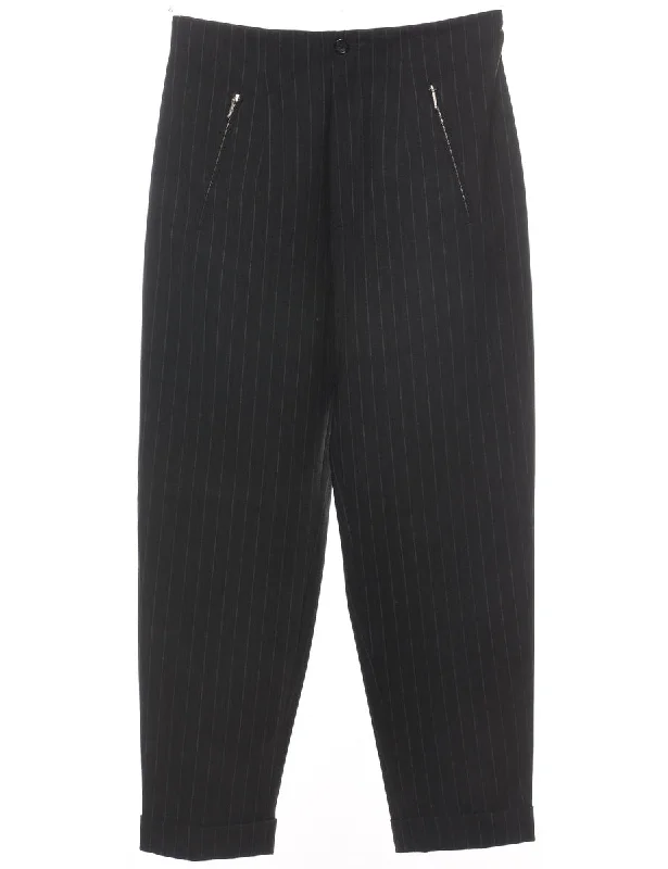 Pinstriped Dark Grey Trousers - W29 L26 Trousers stylish elegant Trousers stylish elegant