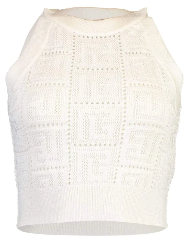 Monogram Sleeveless Knit Top Trendy Knit Top