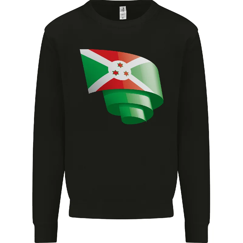 Curled Burundi Flag Burundians Day Football Mens Sweatshirt Jumper Hoodie Crop Top Short Trendy Hoodie Crop Top Short Trendy