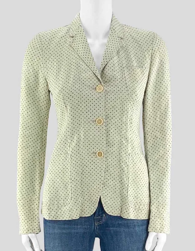 Massimo Alba Greeen And Blue Polka Dot Blazer 0US Women's Adventure Blazer