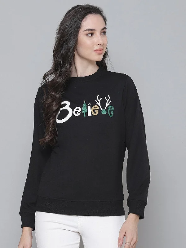 Black Terry BELIEVE Sweatshirt Hoodie with Hem Detail Decorative Unique Hoodie with Hem Detail Decorative Unique Black Terry BELIEVE Sweatshirt Hoodie with Hem Detail Decorative Unique Hoodie with Hem Detail Decorative Unique