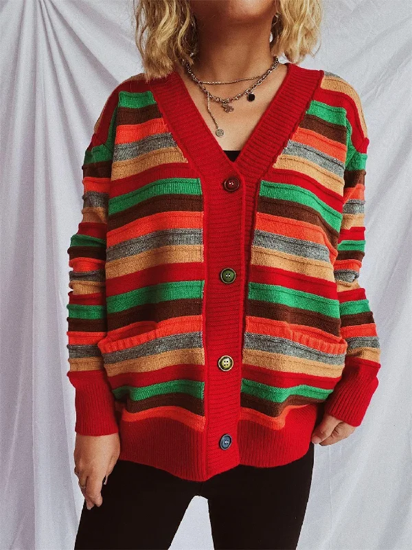 Contrast Stripes Button Up Long Sleeve Cardigan Wool Fabric Cashmere Fabric Tweed Fabric Wool Fabric Cashmere Fabric Tweed Fabric Contrast Stripes Button Up Long Sleeve Cardigan Wool Fabric Cashmere Fabric Tweed Fabric Wool Fabric Cashmere Fabric Tweed Fabric