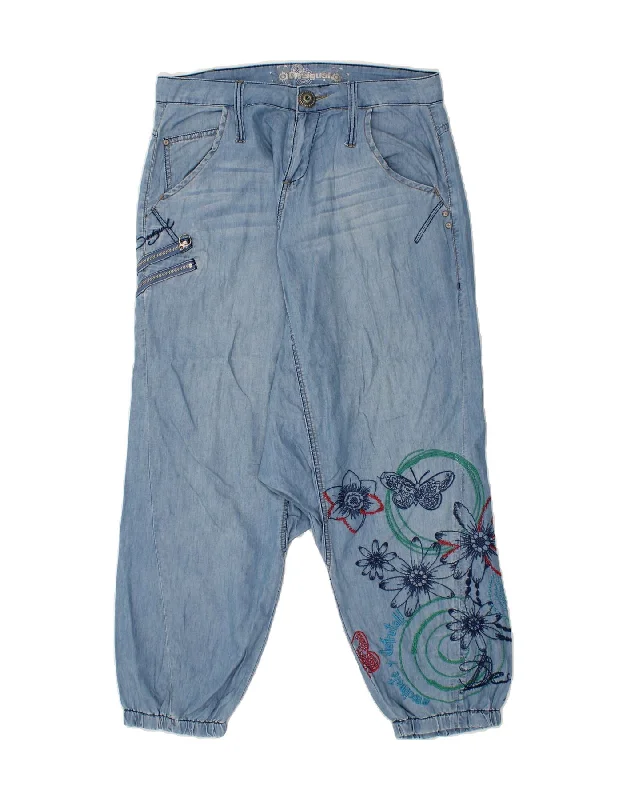 DESIGUAL Womens Joggers Harem Trousers W34 L22 Blue Floral Cotton Trousers Fall Fleece Trousers Fall Fleece DESIGUAL Womens Joggers Harem Trousers W34 L22 Blue Floral Cotton Trousers Fall Fleece Trousers Fall Fleece