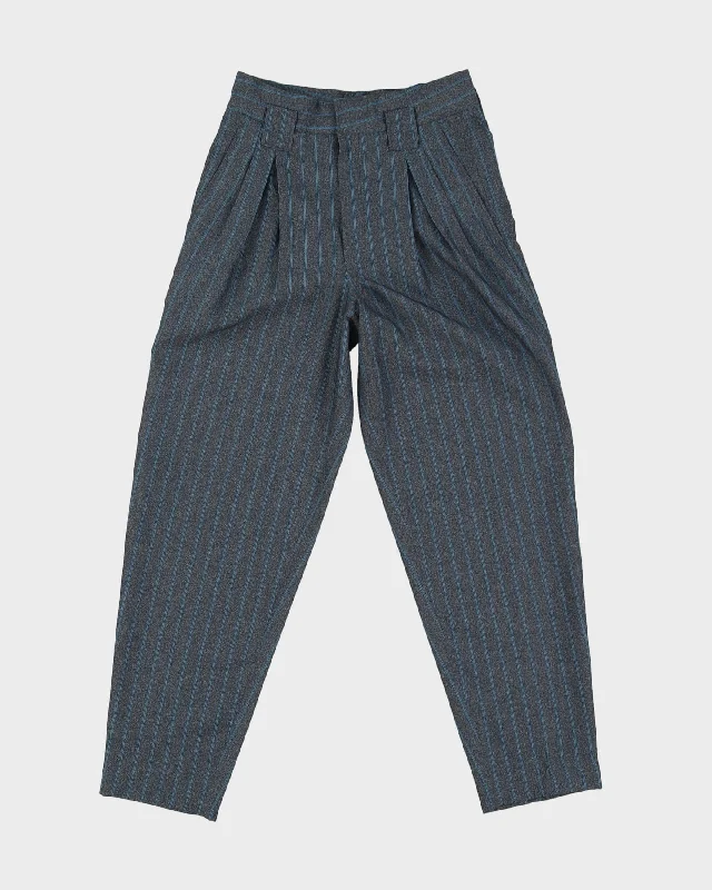 1980s High Waisted Grey Striped Trousers - XS Trousers Silk Elegant Trousers Silk Elegant